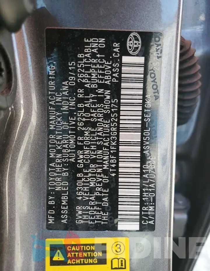 4T4BF1FK3GR525175 Photo# 13