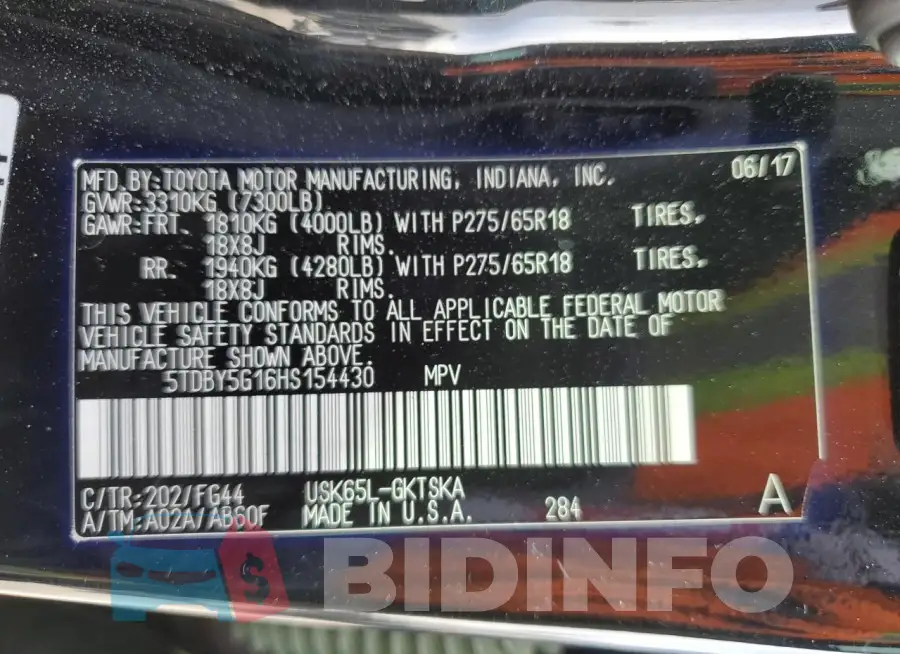 5TDBY5G16HS154430 Photo# 13