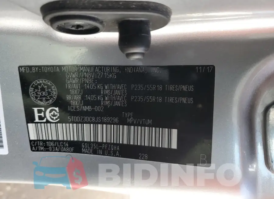 5TDDZ3DC8JS189296 Photo# 13