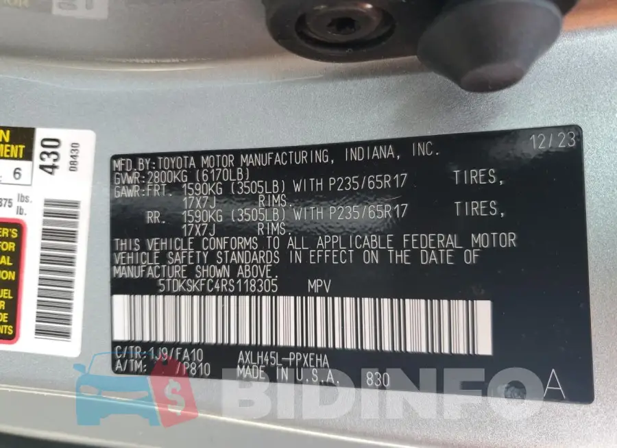 5TDKSKFC4RS118305 Photo# 13