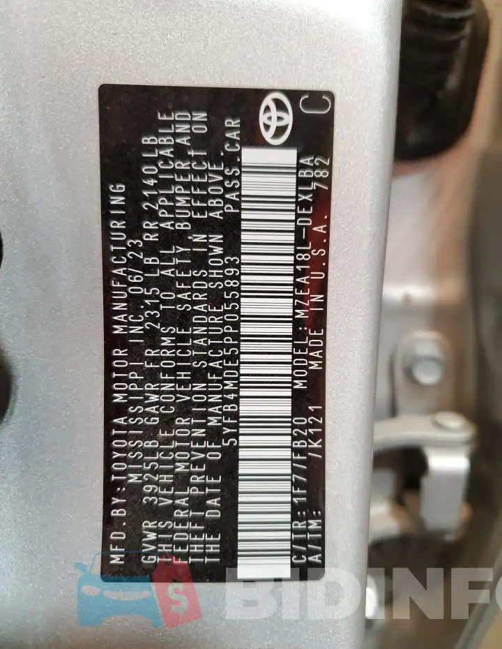 5YFB4MDE5PP055893 Photo# 12