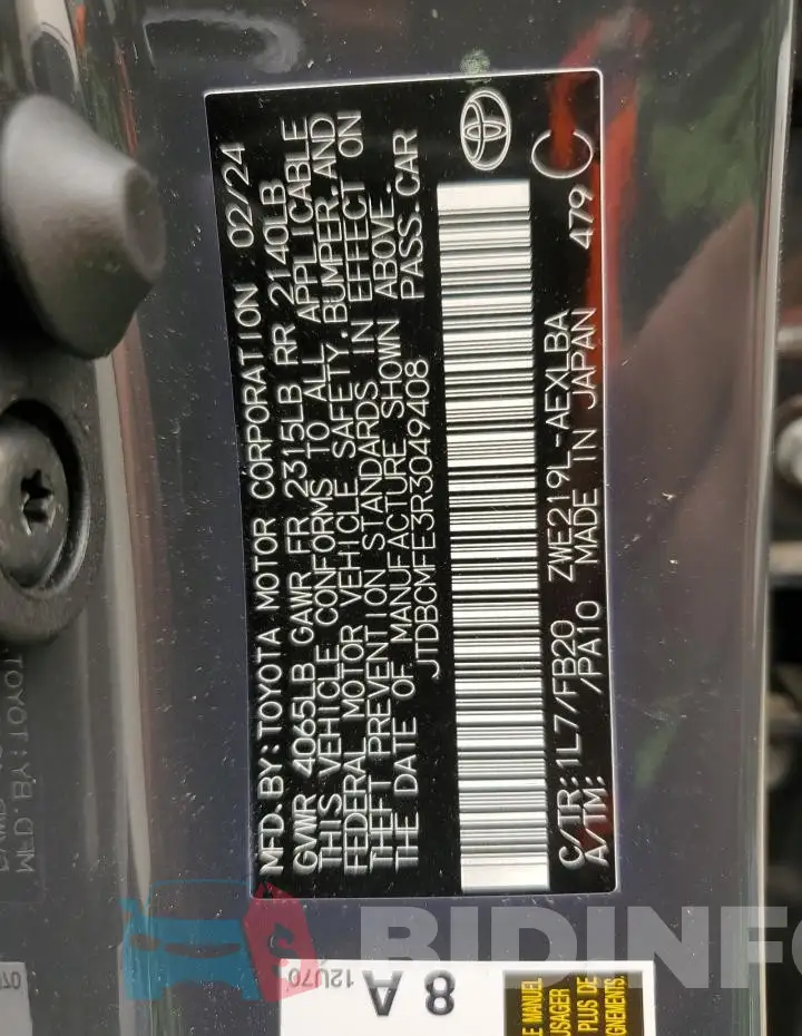JTDBCMFE3R3049408 Photo# 12