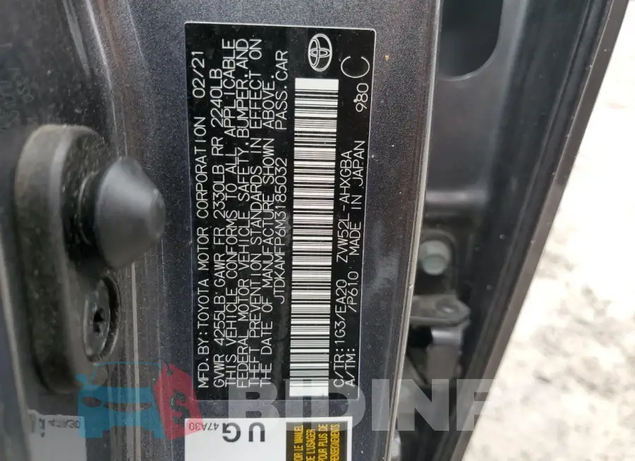 JTDKAMFP6M3185032 Photo# 13