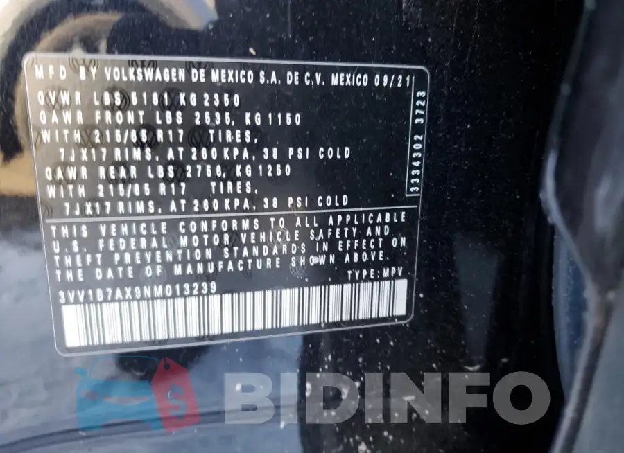 3VV1B7AX9NM013239 Photo# 13