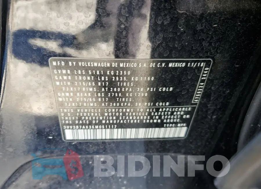 3VV3B7AX3KM051117 Photo# 13