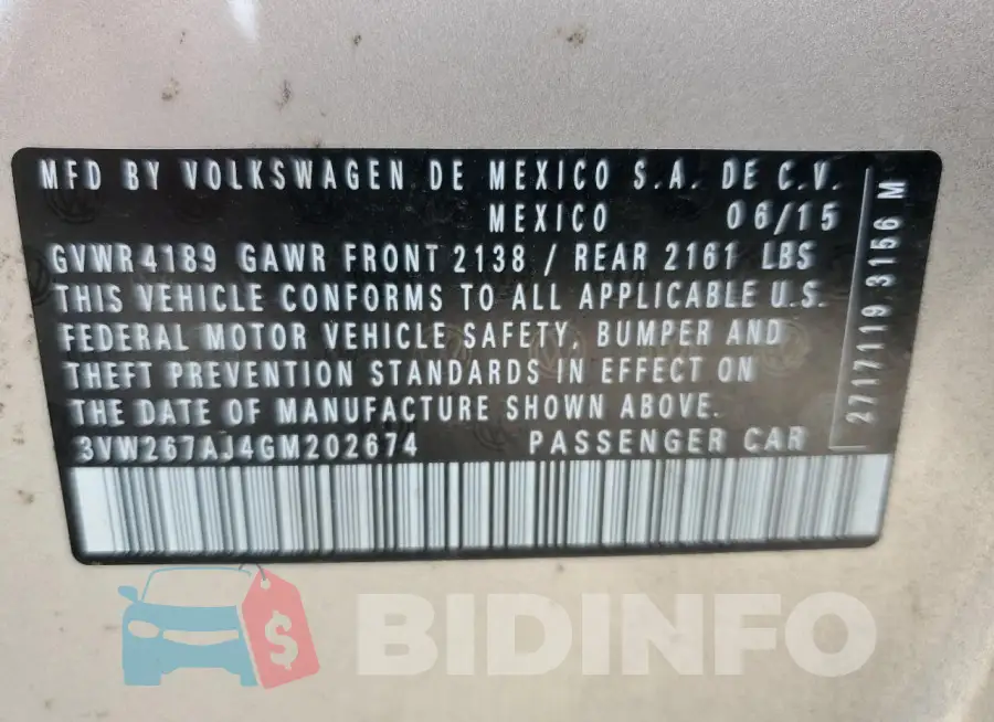 3VW267AJ4GM202674 Photo# 12
