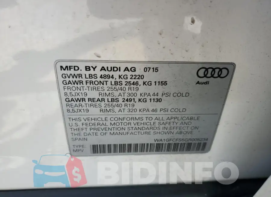 WA1GFCFS5GR005234 Photo# 14