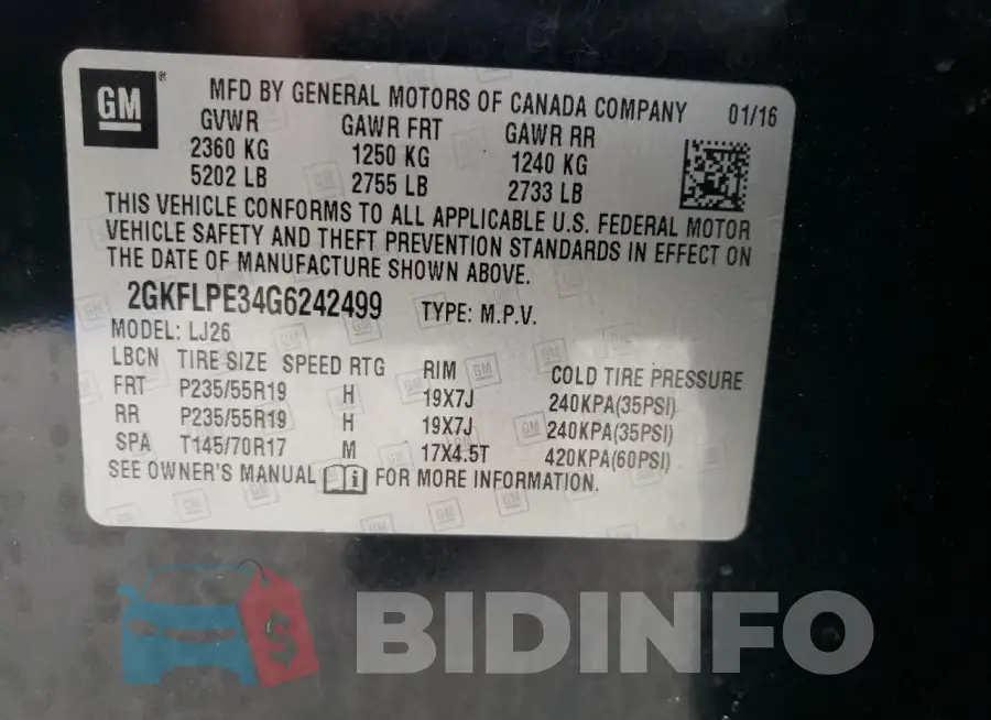 2GKFLPE34G6242499 Photo# 14