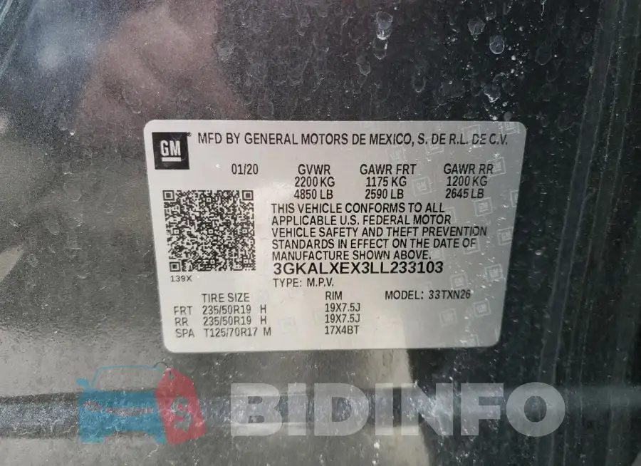 3GKALXEX3LL233103 Photo# 14