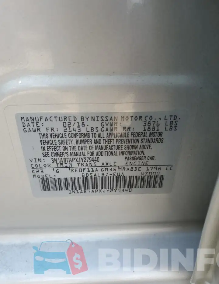 3N1AB7APXJY279440 Photo# 13