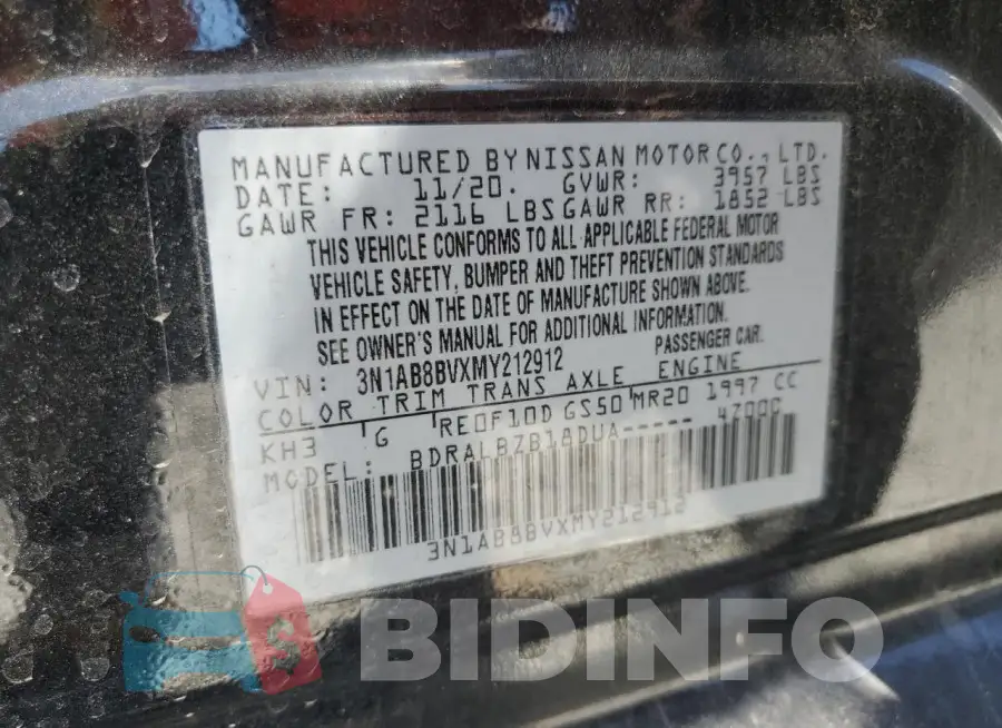 3N1AB8BVXMY212912 Photo# 12