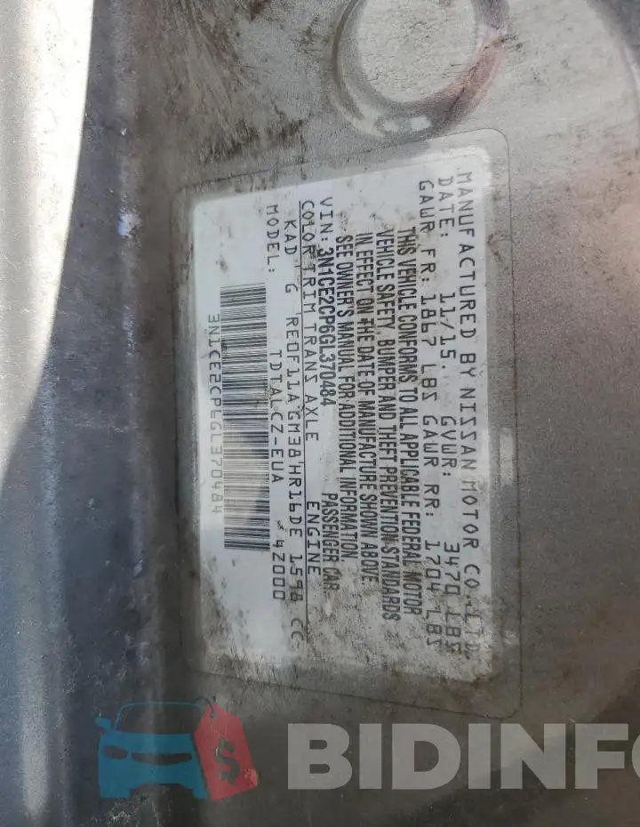 3N1CE2CP6GL370484 Photo# 13