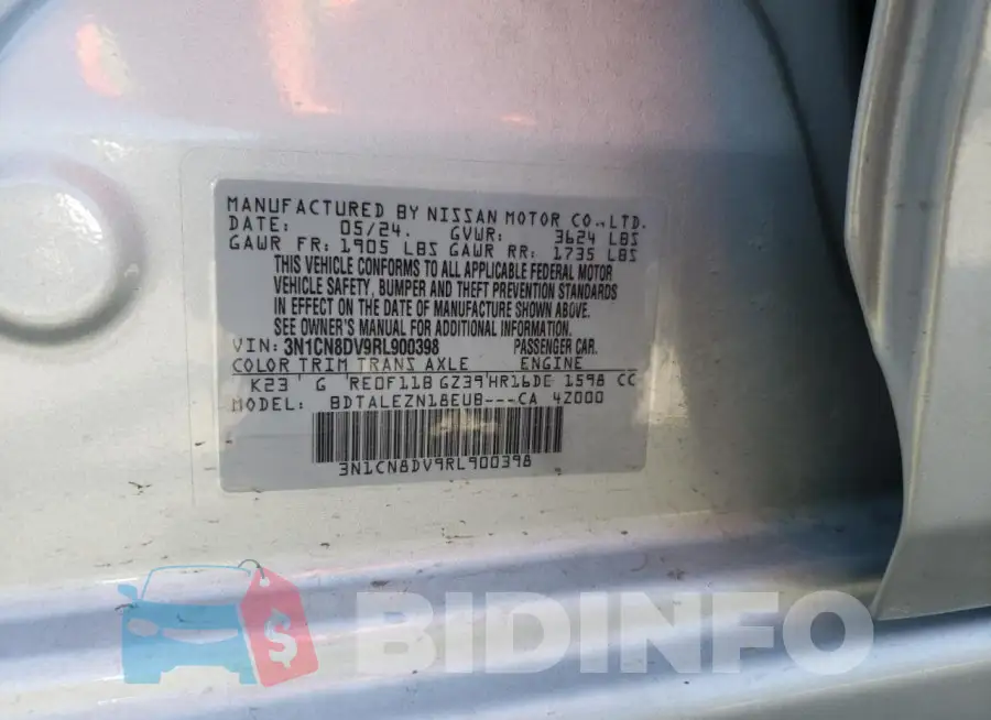 3N1CN8DV9RL900398 Photo# 12