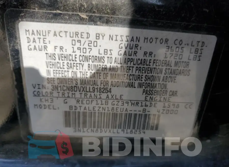 3N1CN8DVXLL918254 Photo# 12