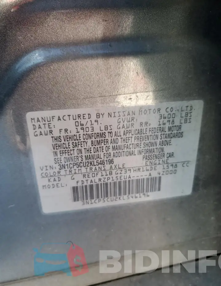 3N1CP5CU2KL546196 Photo# 13