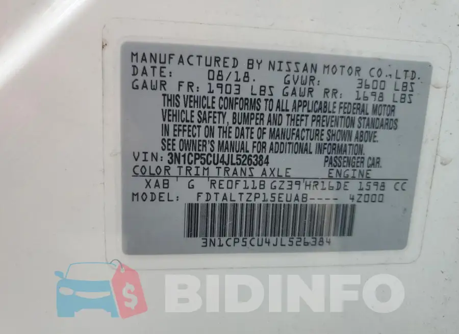 3N1CP5CU4JL526384 Photo# 13