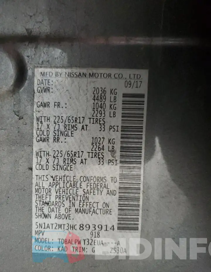 5N1AT2MT3HC893914 Photo# 14