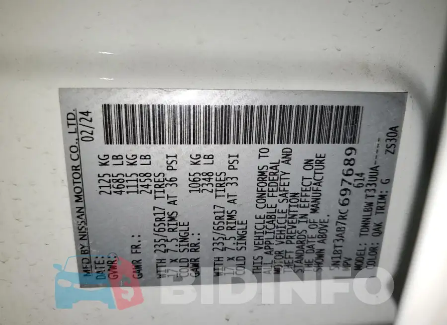 5N1BT3AB7RC697689 Photo# 14