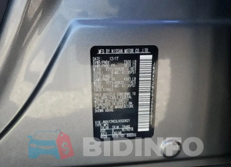 JN8AY2NC9JX500621 Photo# 13