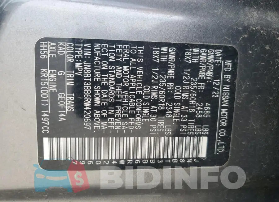 JN8BT3BB6RW420697 Photo# 14
