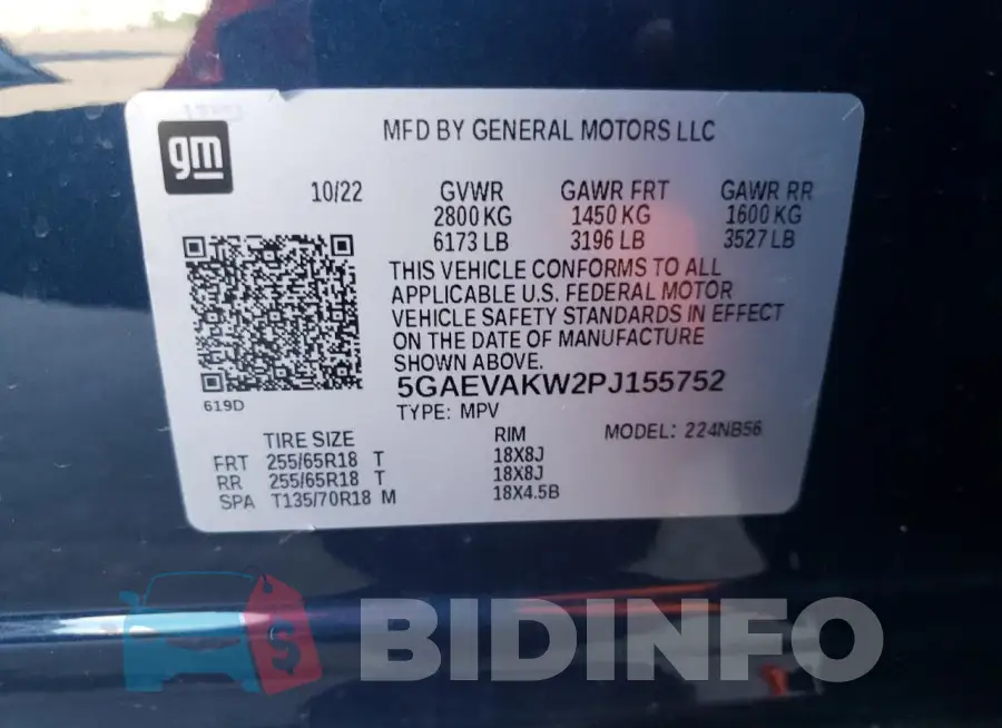 5GAEVAKW2PJ155752 Photo# 13