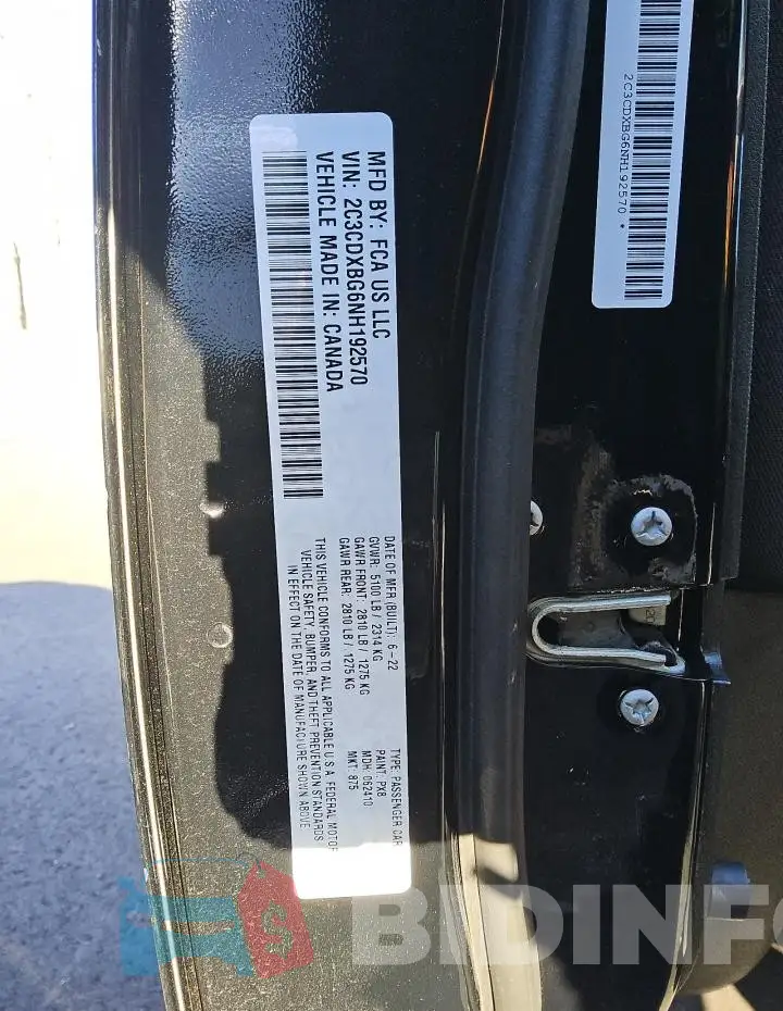2C3CDXBG6NH192570 Photo# 12