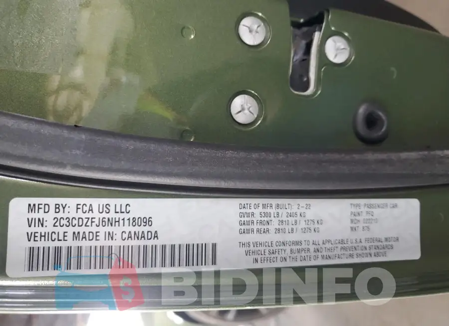 2C3CDZFJ6NH118096 Photo# 12