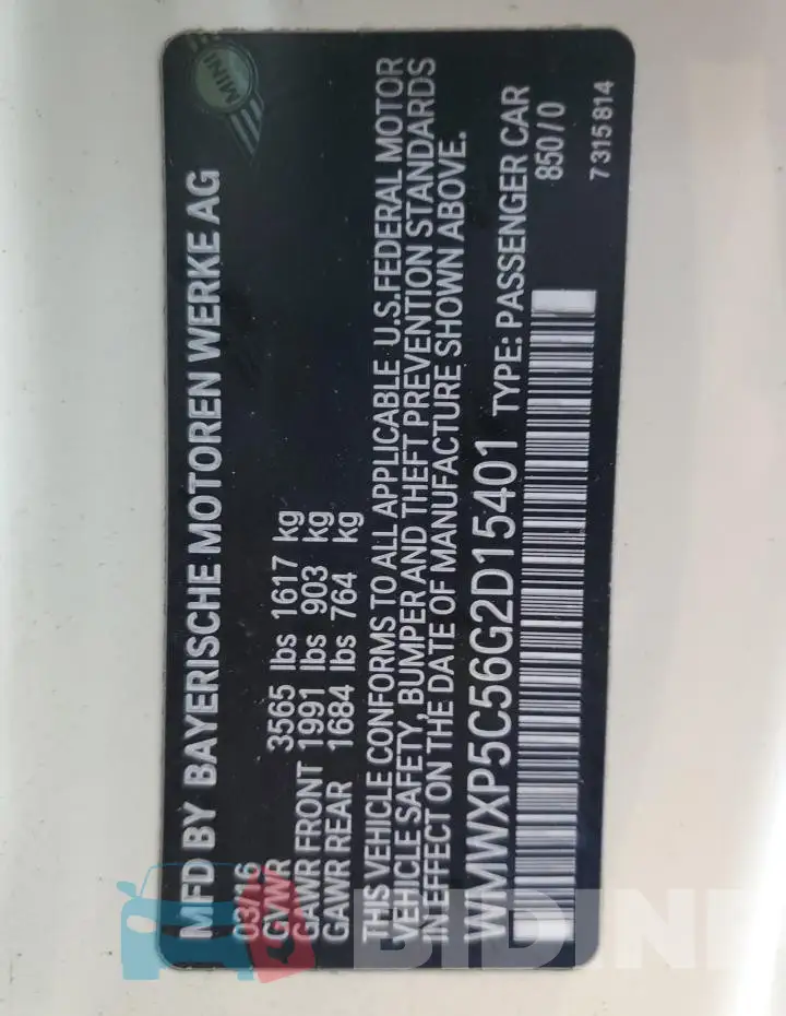 WMWXP5C56G2D15401 Photo# 12