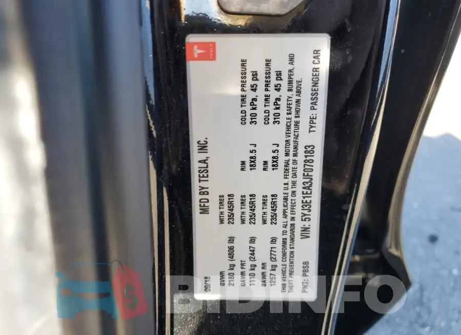 5YJ3E1EA3JF078183 Photo# 12