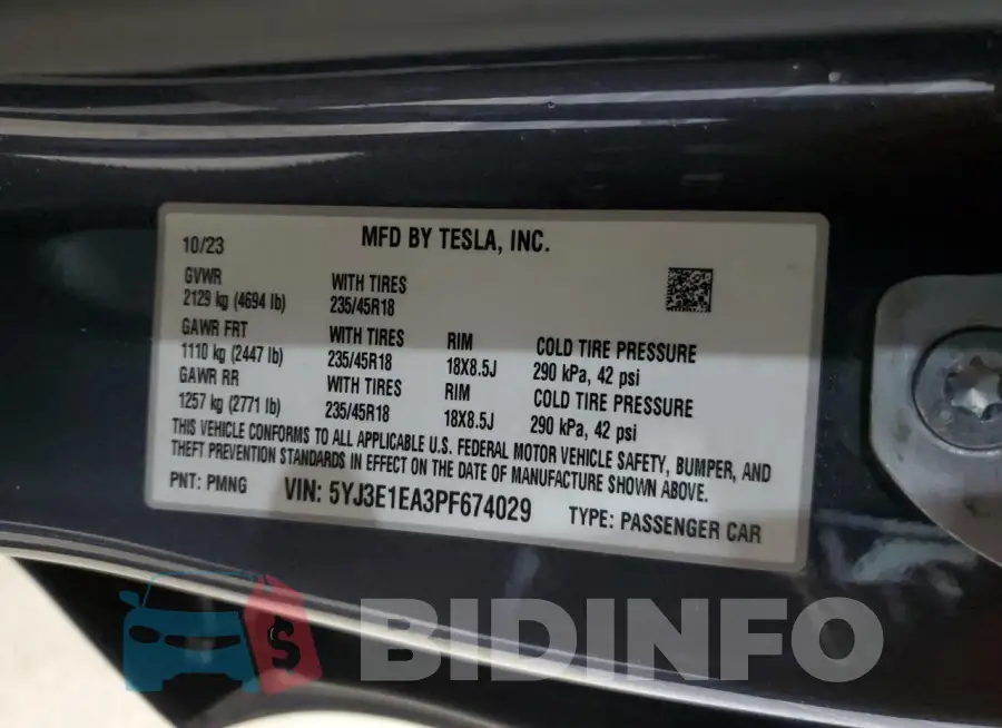 5YJ3E1EA3PF674029 Photo# 12