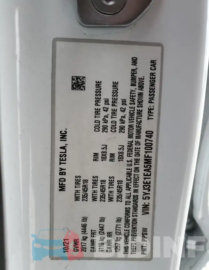 5YJ3E1EA5MF100740 Photo# 13