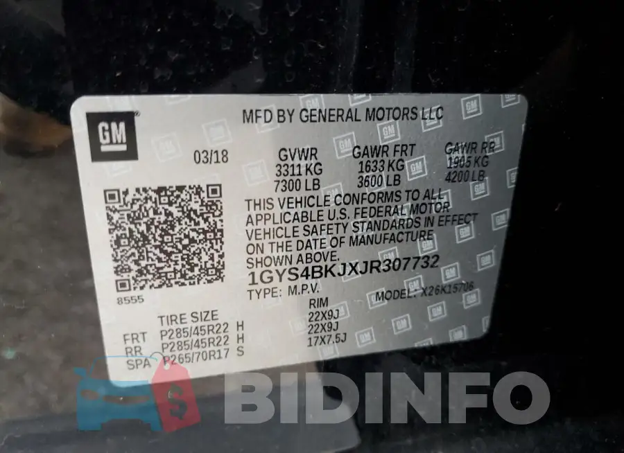 1GYS4BKJXJR307732 Photo# 14