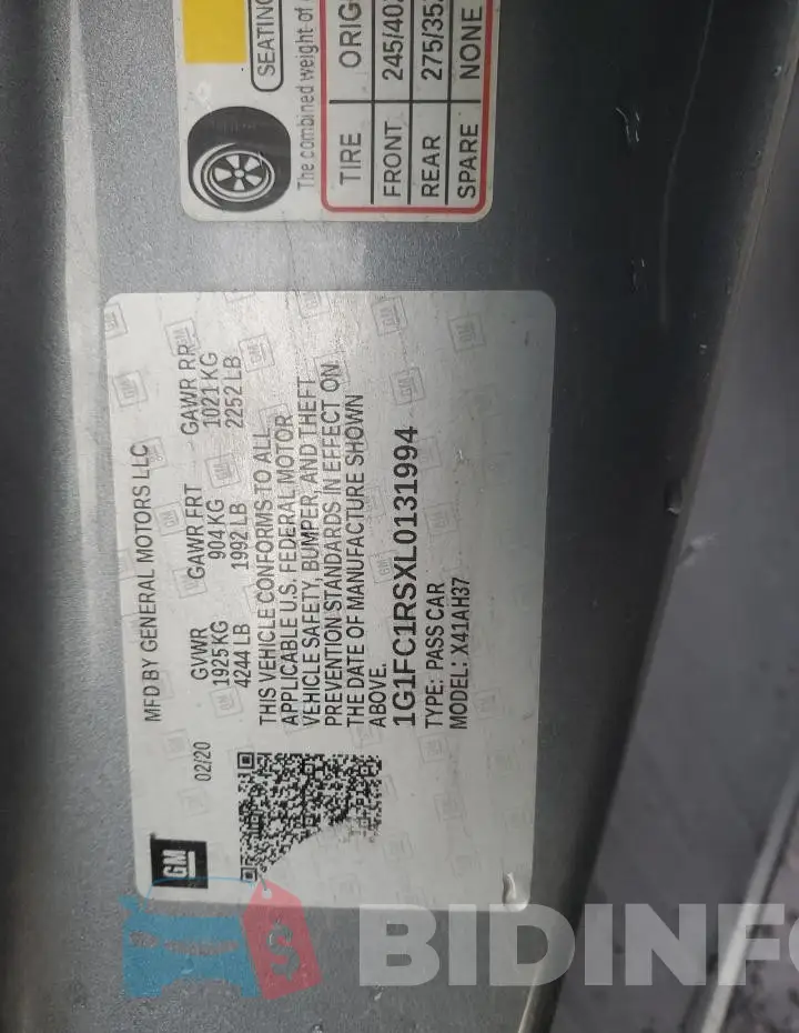 1G1FC1RSXL0131994 Photo# 12