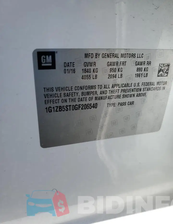 1G1ZB5ST0GF206540 Photo# 12