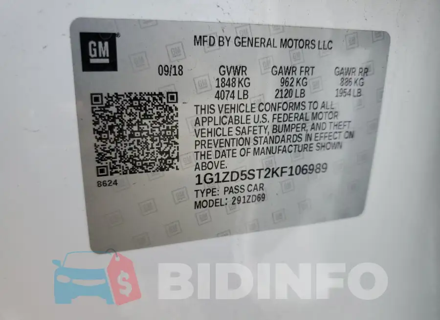 1G1ZD5ST2KF106989 Photo# 12