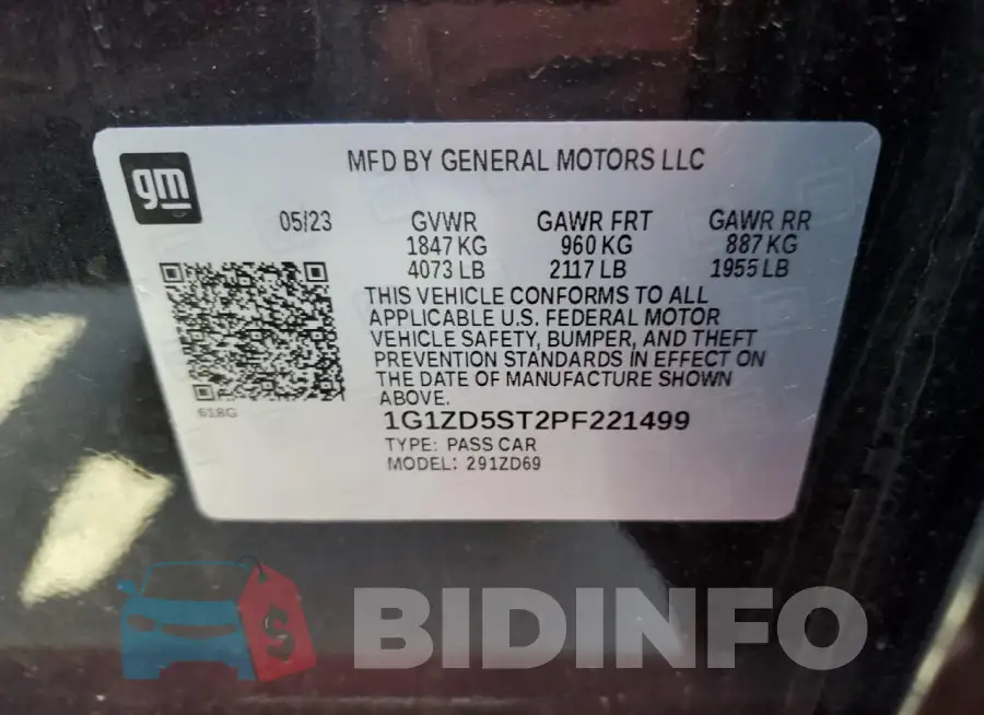 1G1ZD5ST2PF221499 Photo# 12