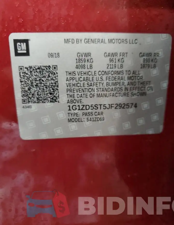 1G1ZD5ST5JF292574 Photo# 12
