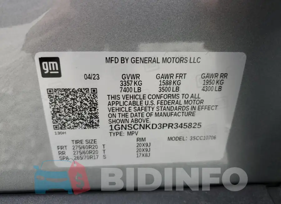 1GNSCNKD3PR345825 Photo# 14