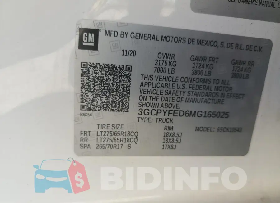 3GCPYFED6MG165025 Photo# 12