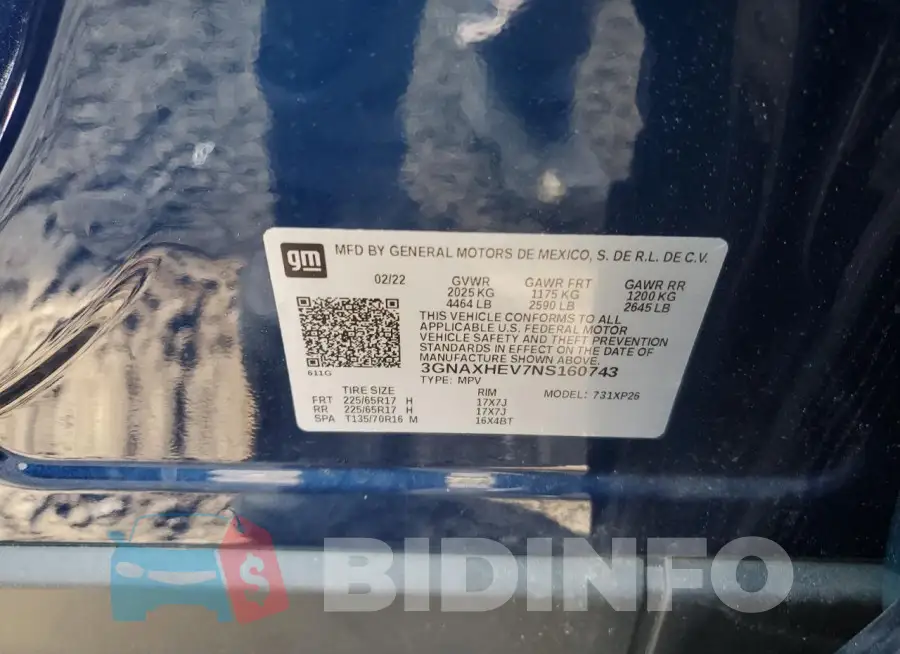 3GNAXHEV7NS160743 Photo# 13