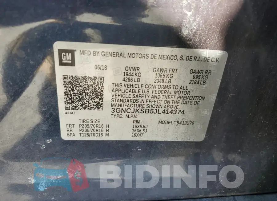 3GNCJKSB5JL414374 Photo# 13