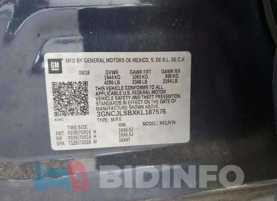 3GNCJLSBXKL187576 Photo# 13