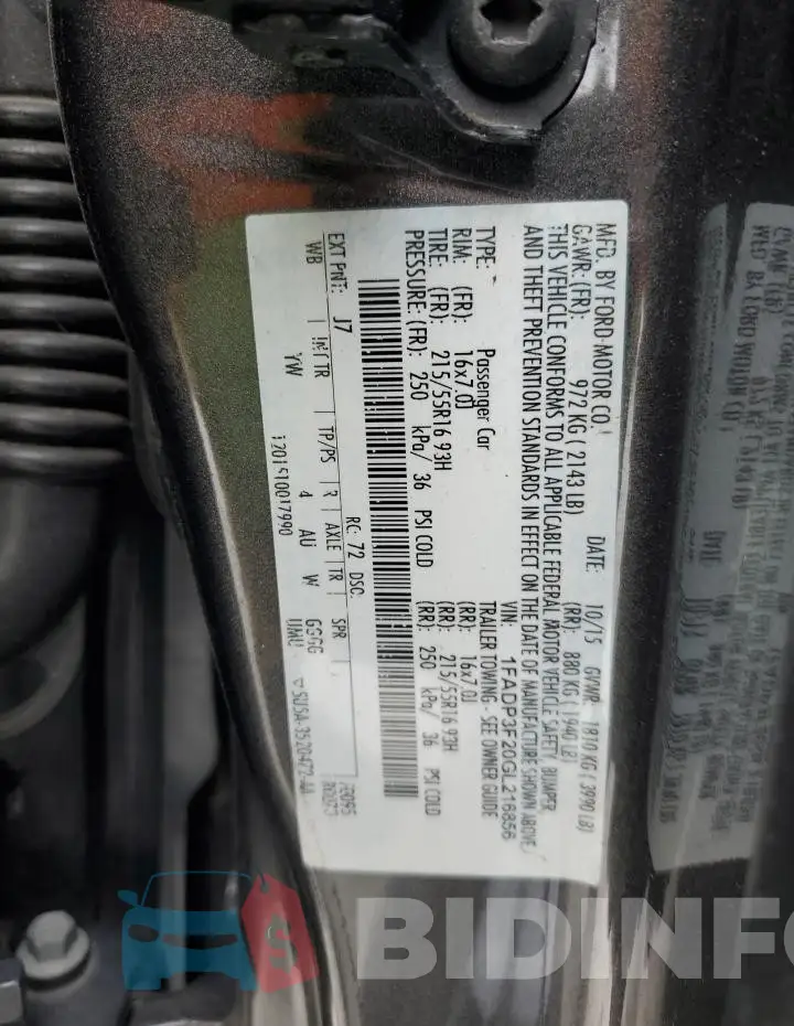 1FADP3F20GL216856 Photo# 13