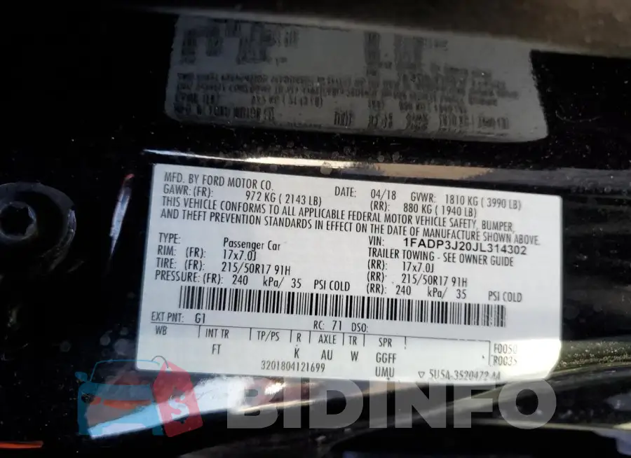 1FADP3J20JL314302 Photo# 13