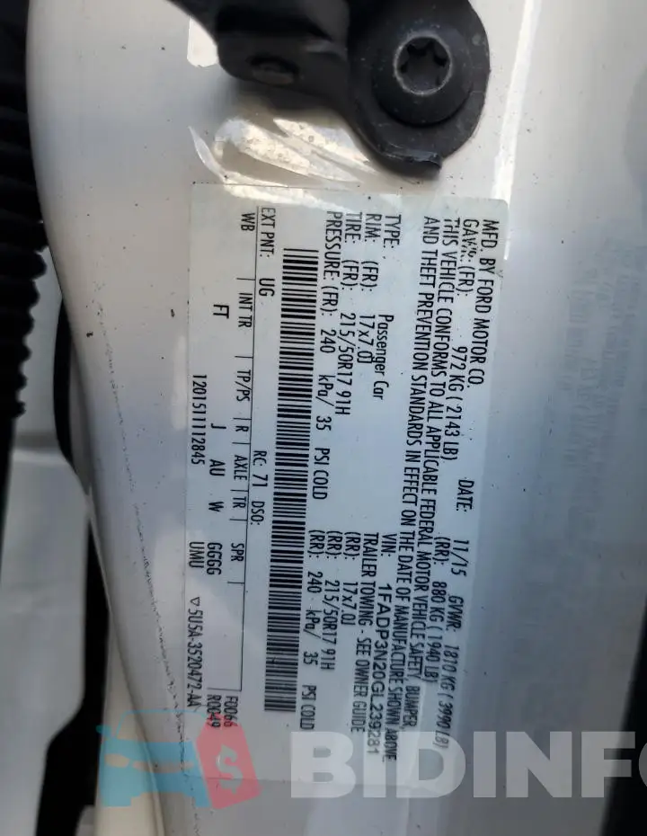 1FADP3N20GL239281 Photo# 12