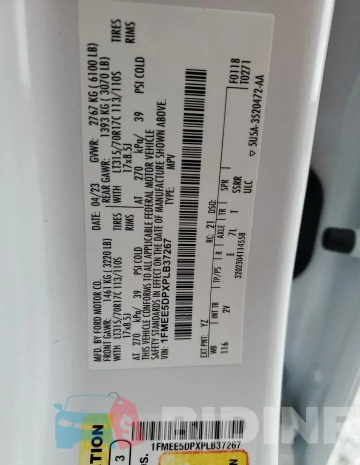 1FMEE5DPXPLB37267 Photo# 13