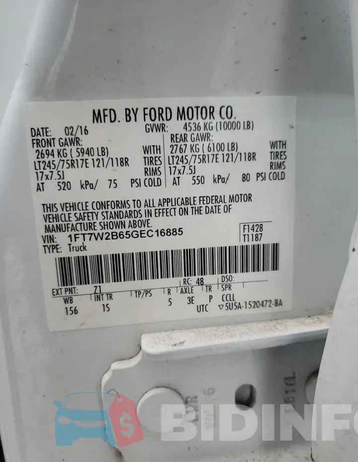 1FT7W2B65GEC16885 Photo# 12