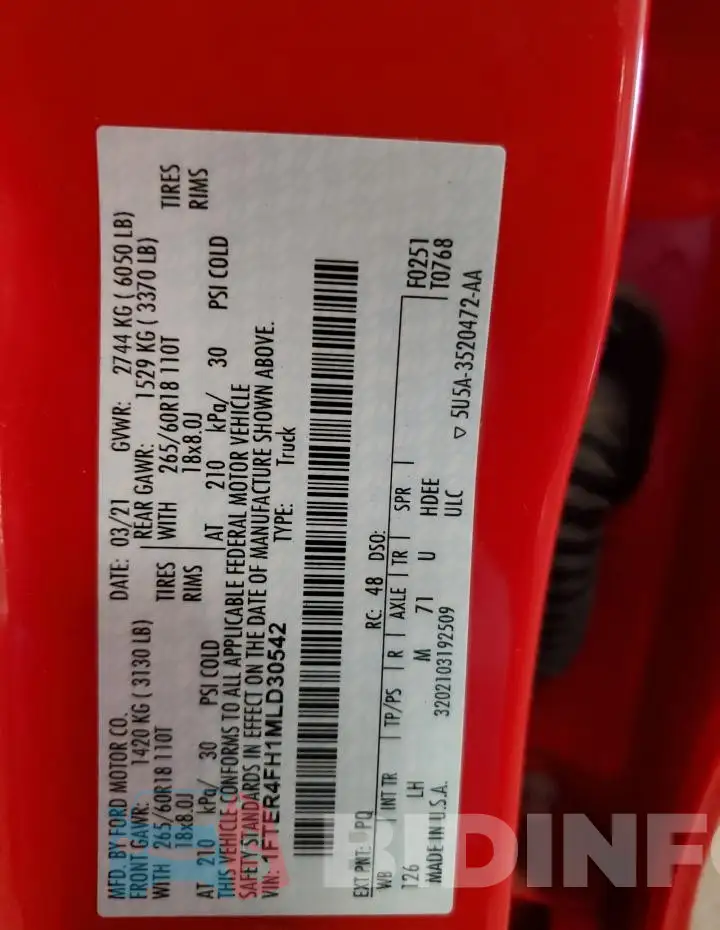 1FTER4FH1MLD30542 Photo# 12