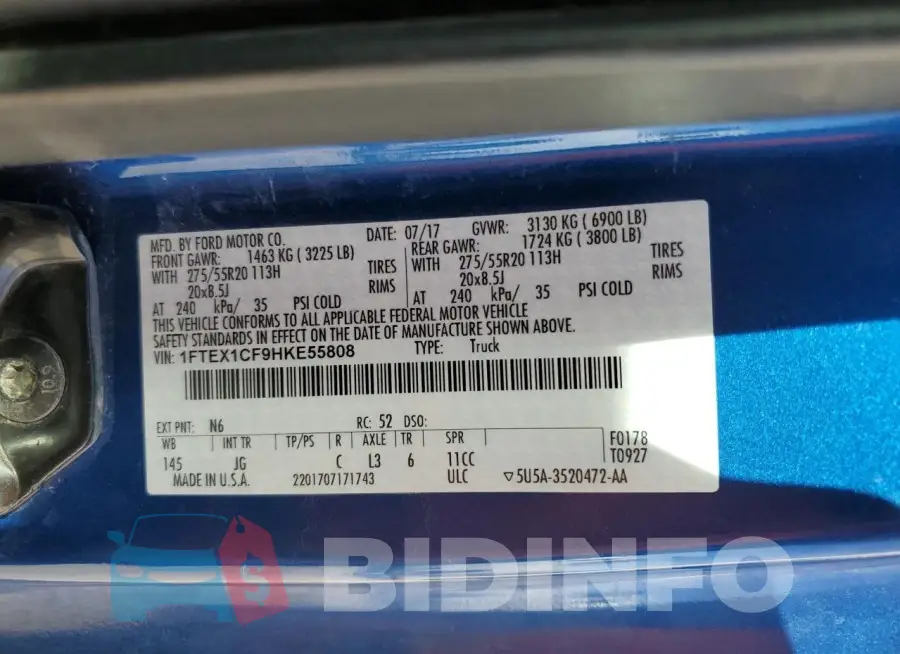 1FTEX1CF9HKE55808 Photo# 12