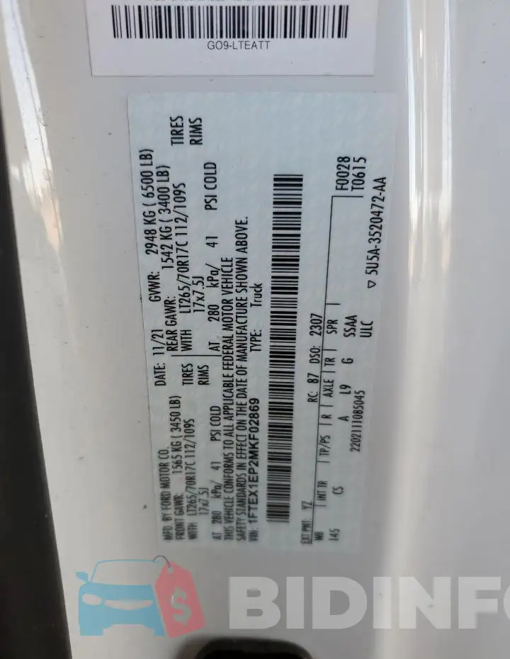 1FTEX1EP2MKF02869 Photo# 12